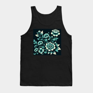 Sky Blue Floral Illustration Tank Top